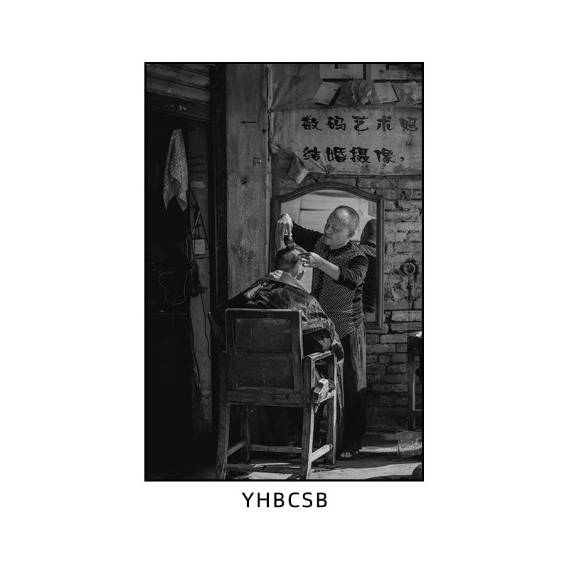 Hunan restaurant hanging paintings old Changsha Chinese hotel restaurant box hanging paintings retro nostalgic Hunan black and white architectural murals