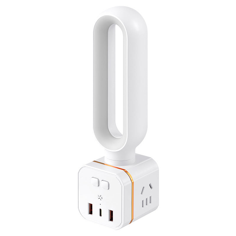 Socket cube with usb port, fast charger, multifunctional home vertical power strip, power strip with cord, and table lamp