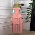 Fashion cross-border women's clothing  summer new style elegant holiday style waist-cinching fungus edge large skirt suspender dress