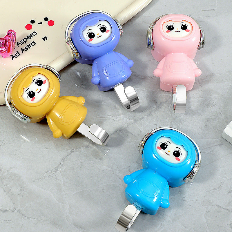 Entryway no-drill strong adhesive retractable hook - cartoon cute & creative figurine, damage-free adhesive hook for door back