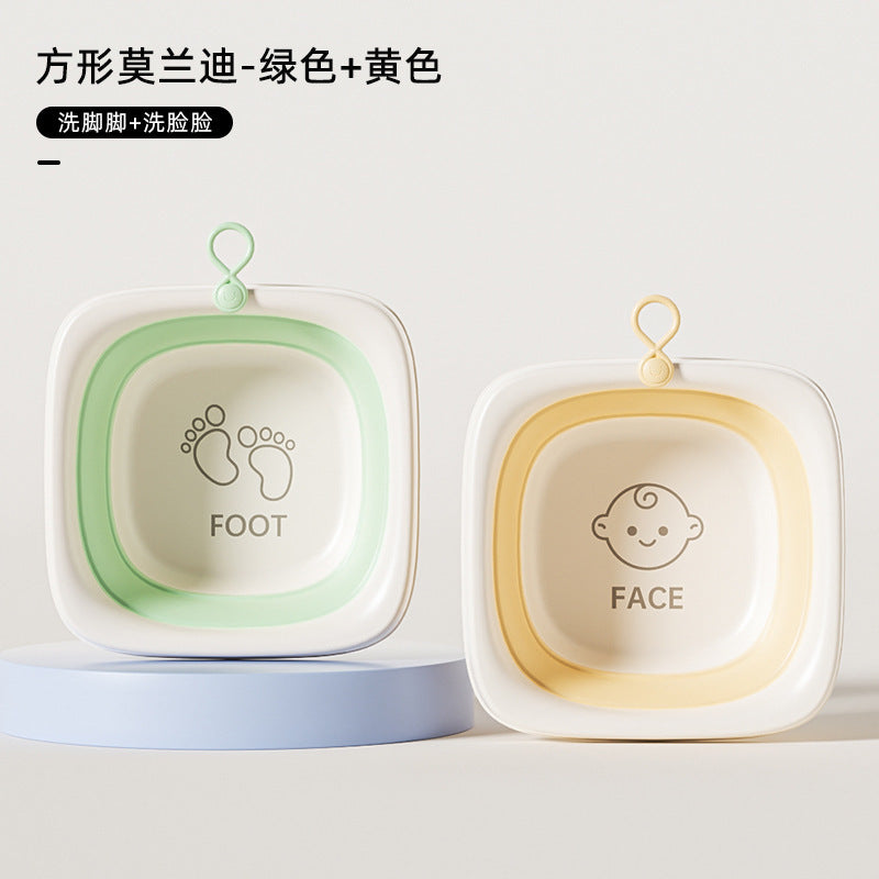 Baby foldable wash basin kids wash butt basin newborn baby special small basin three-piece set