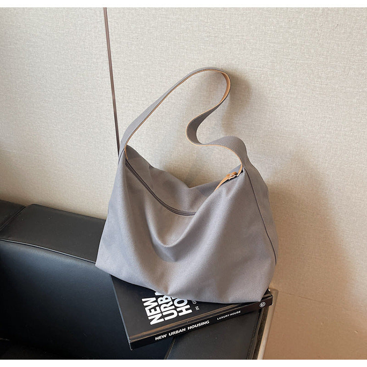Cross-border canvas bag women's large-capacity 2025 new summer versatile simple shoulder bag casual college student tote bag
