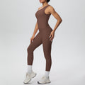 New arrival cross-border double-sided brushed nude tight one-shoulder vest sports suit running fitness yoga clothes two-piece set