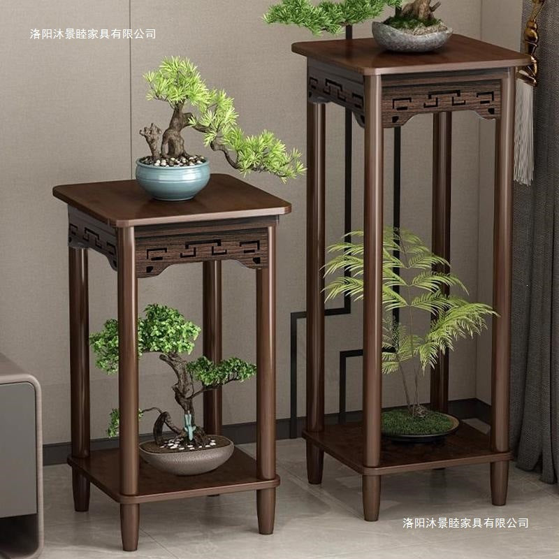Pothos solid wood flower stand living room bedroom coffee table for homemovable small table sofa side table side cabinet extremely narrow coffee table stand