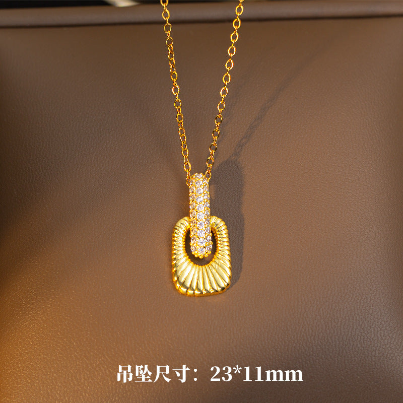 [set] cross-border unique ring pendant earrings gold niche design necklace women's fashion accessible luxury clavicle chain