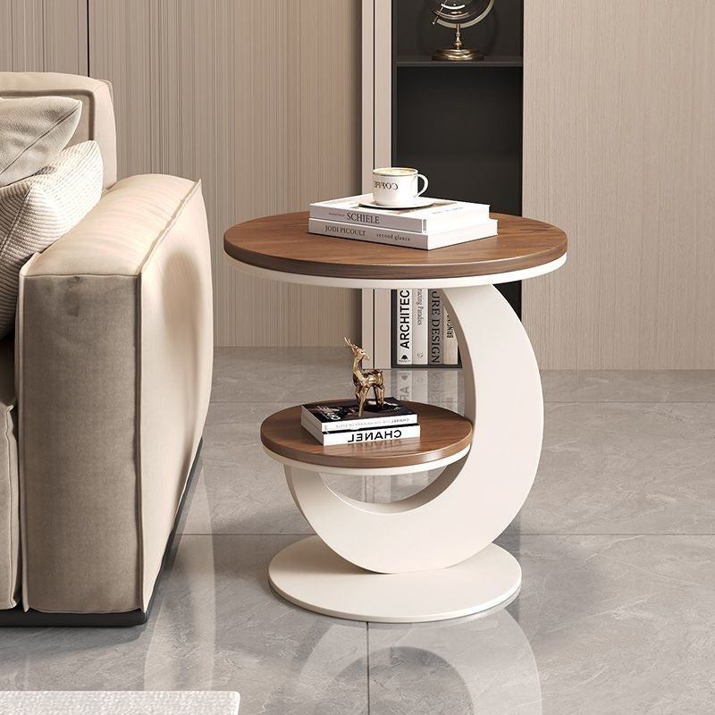 Sofa side table small coffee table living room modern italianaccessible luxury slate double layer round table corner table creative side table new arrival