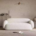 italian minimalist curved fabric sofa, perfect for small apartments. unique, creatively designed living room sofa in teddy velvet fabric