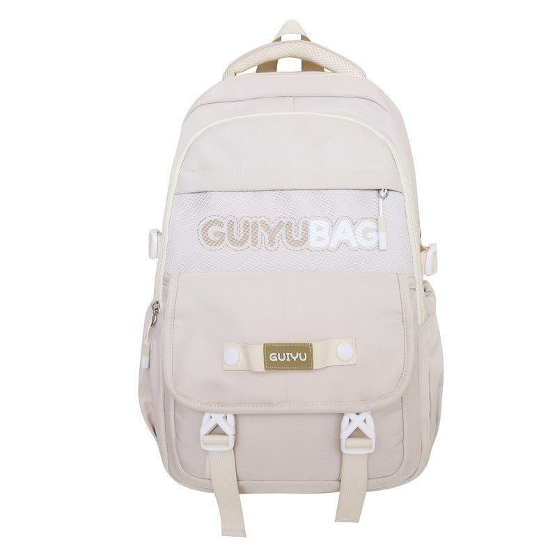 New schoolbag female middle school students simple and versatile large capacity fashion solid color backpack high school students college style backpack