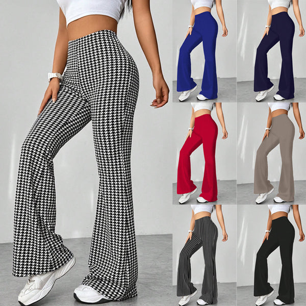 2025  Europe, America, 's new fashionable retro thousand-bird grid high-waisted slim-fitting mopping casual micro-pull pants