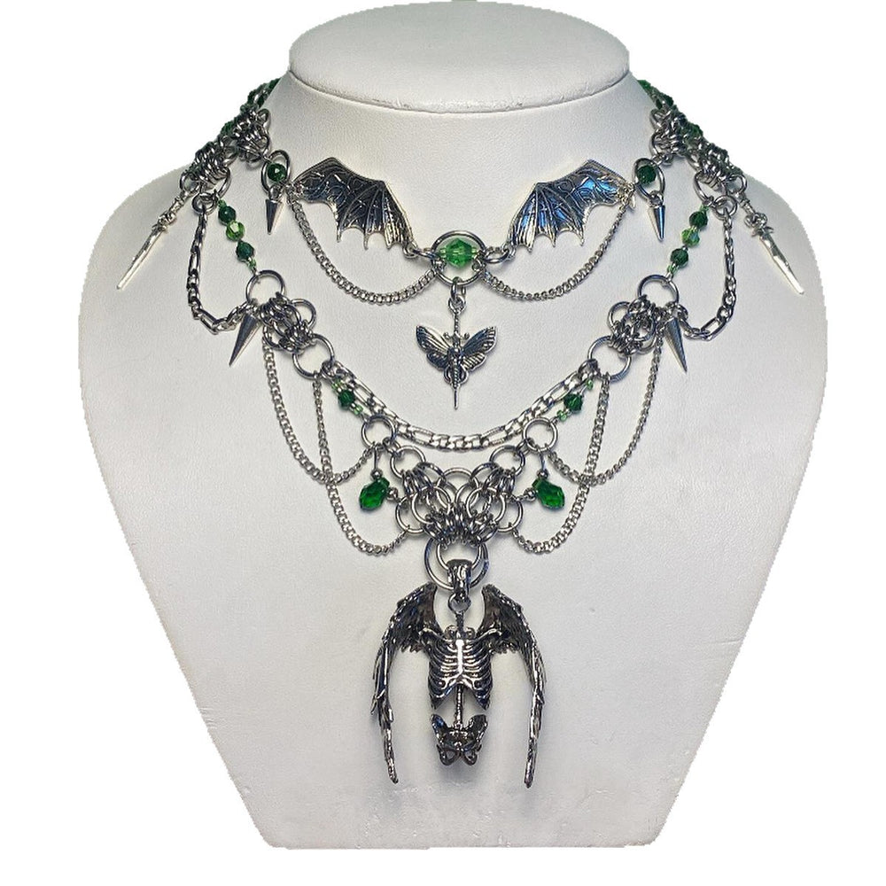 Halloween dance party accessories wholesale: european and american cross-border retro dark skull angel necklace, women's multi-layered layering accessories