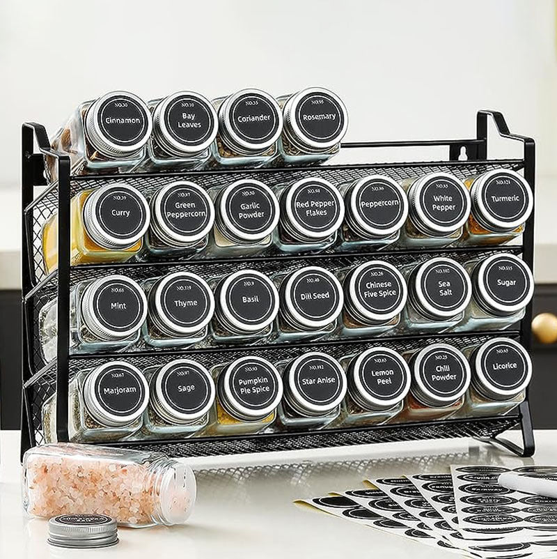 Cross-border kitchen desktop four-layer mesh seasoning rack wrought iron non-punching cabinet spice bottle storage rack wholesale