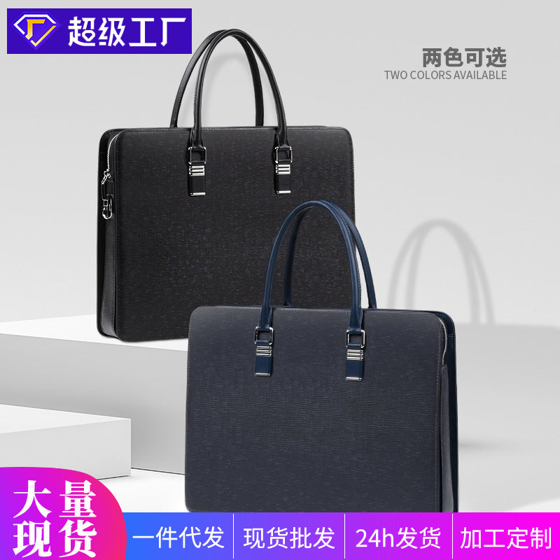 New handbag men's leather anti-theft combination lock men's computer briefcase multi-functional cowhide business men's bag