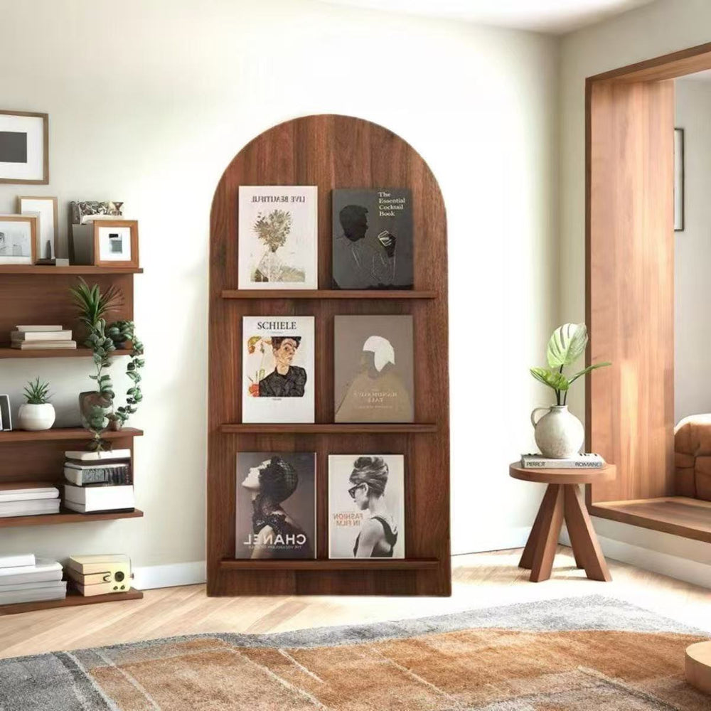 Magazine rack floor-standing storage rack wall-mounted book rack newspaper rack environmental-friendly multi-layer bookshelf medieval style reading bookshelf wood