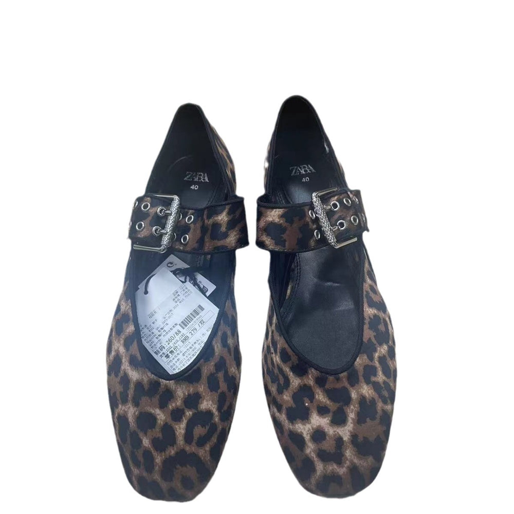 Za new 2024 autumn leopard print fashionable women's round toe flat shoes - stylish and minimalist flats