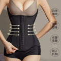 Enhanced postpartum latex belly wrap - breathable hourglass shaper with three-row hook-and-eye closure for body sculpting and fitness