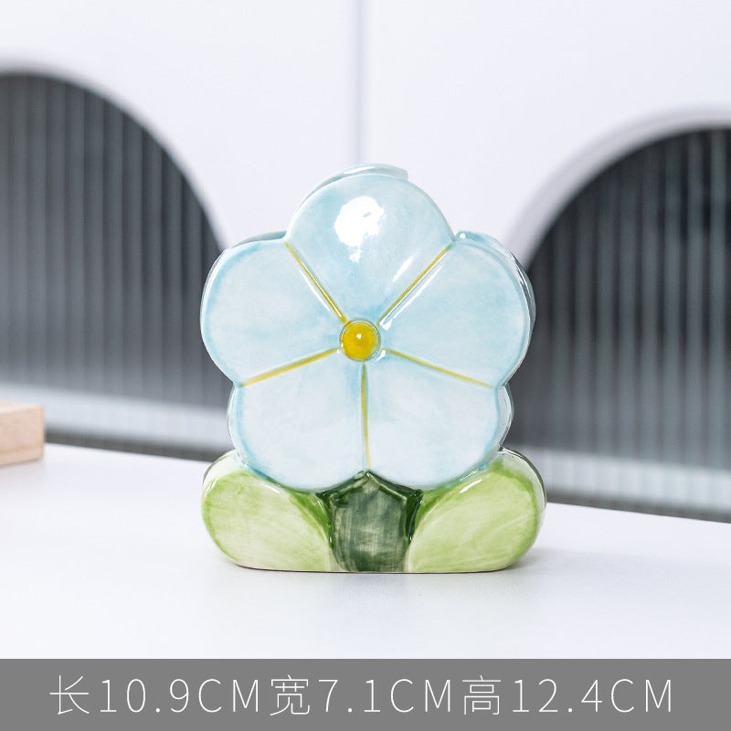 Tulip flower makeup brush holder office pen holder - trendy ins style bedroom decor desktop organizer