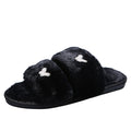 2024 new plus size indoor/outdoor flat pearl rhinestone butterfly cotton slippers - women's new fuzzy slippers