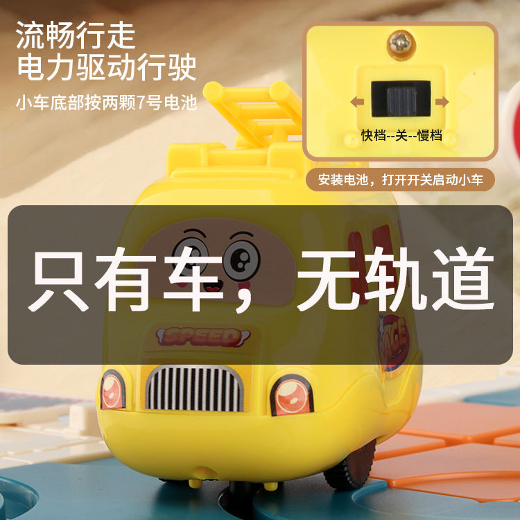 Educational car maze electric huarong road sliding digital movable puzzle rail car moving car out of the warehouse kids toys