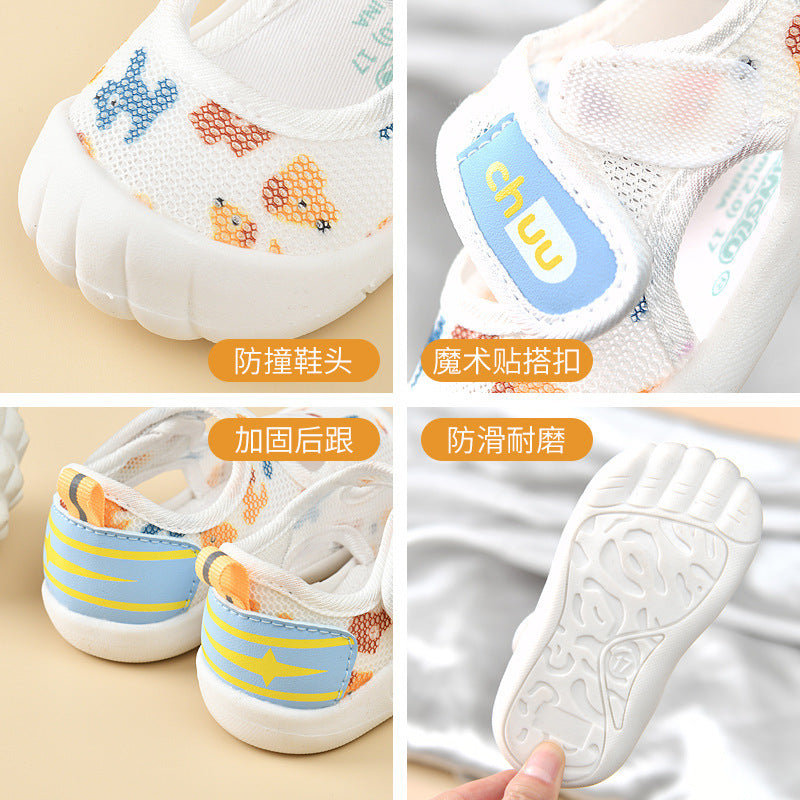 Baby sandals for boys, summer first walker shoes, 0-1-2 years old infant anti-slip soft sole mesh shoes for babies and toddlers, baby girl shoes