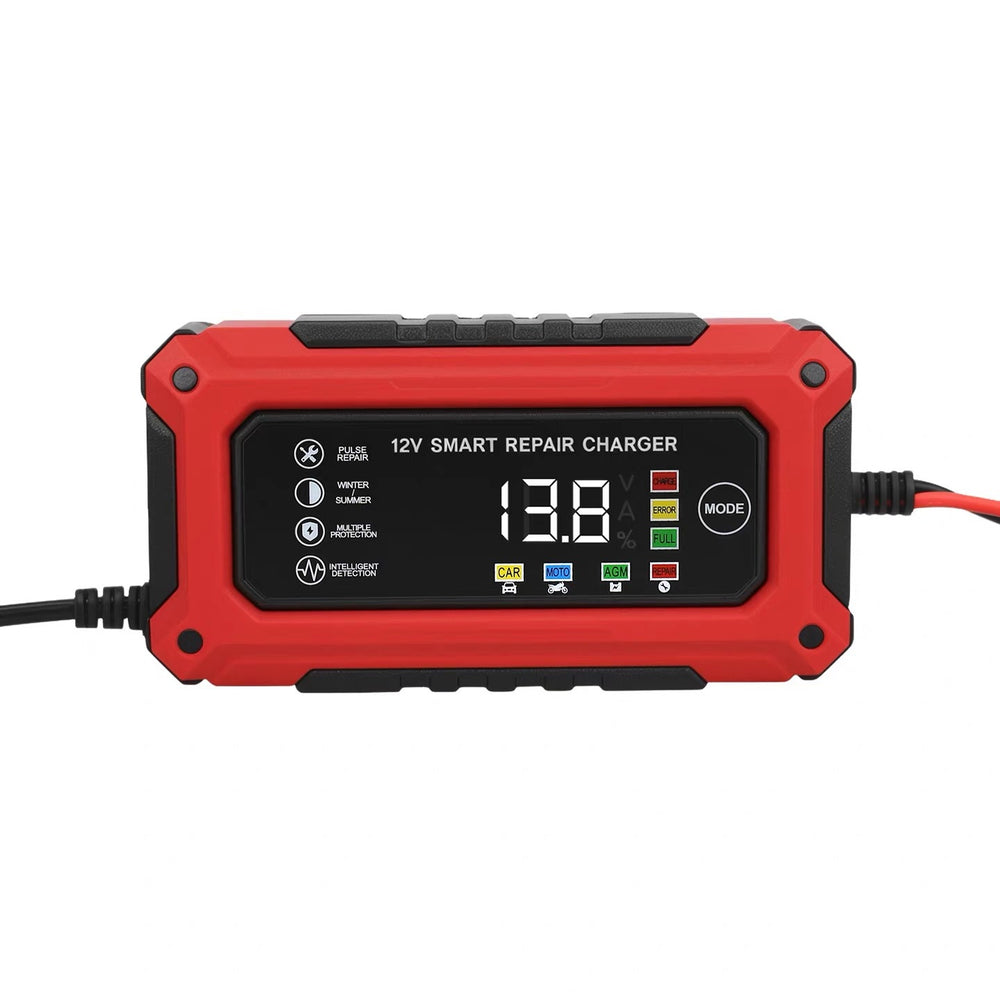 Motorcycle & car battery charger - 12v 6a/10a single lead-acid battery pulse repair & activation