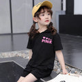 Girls' summer outfit set : trendy two-piece casual sportswear for little girls and big girls