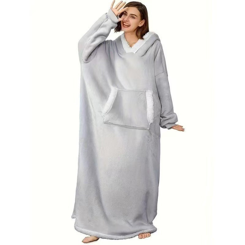 Pullover fleece pajamas heattech tv blanket outdoor cold-proof nightgown couple's outfit sweatshirt fleece heattech clothing