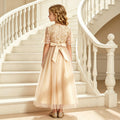 European and american style girls' formal dress, european puffy skirt, elegant and graceful children's dress, short-sleeved tulle skirt, long children's clothing