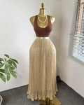Fashionexport cross-border fashion high waistsweetlacepleated skirt long skirt a-line skirt slimming lookeasiest for matchwork clothing