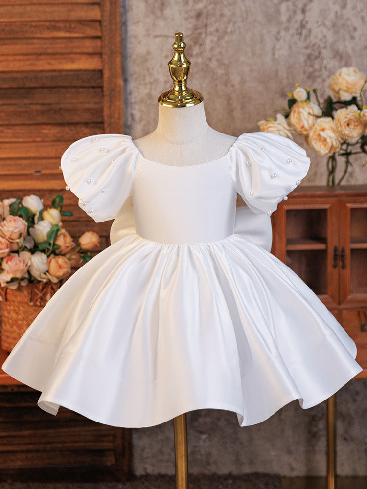 Kids dress princess dress white tutu girl model catwalk dress flower girl little host costume female