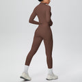 pure color brushed tight high-elastic breathable vest long three-piece set sports running fitness yoga suit