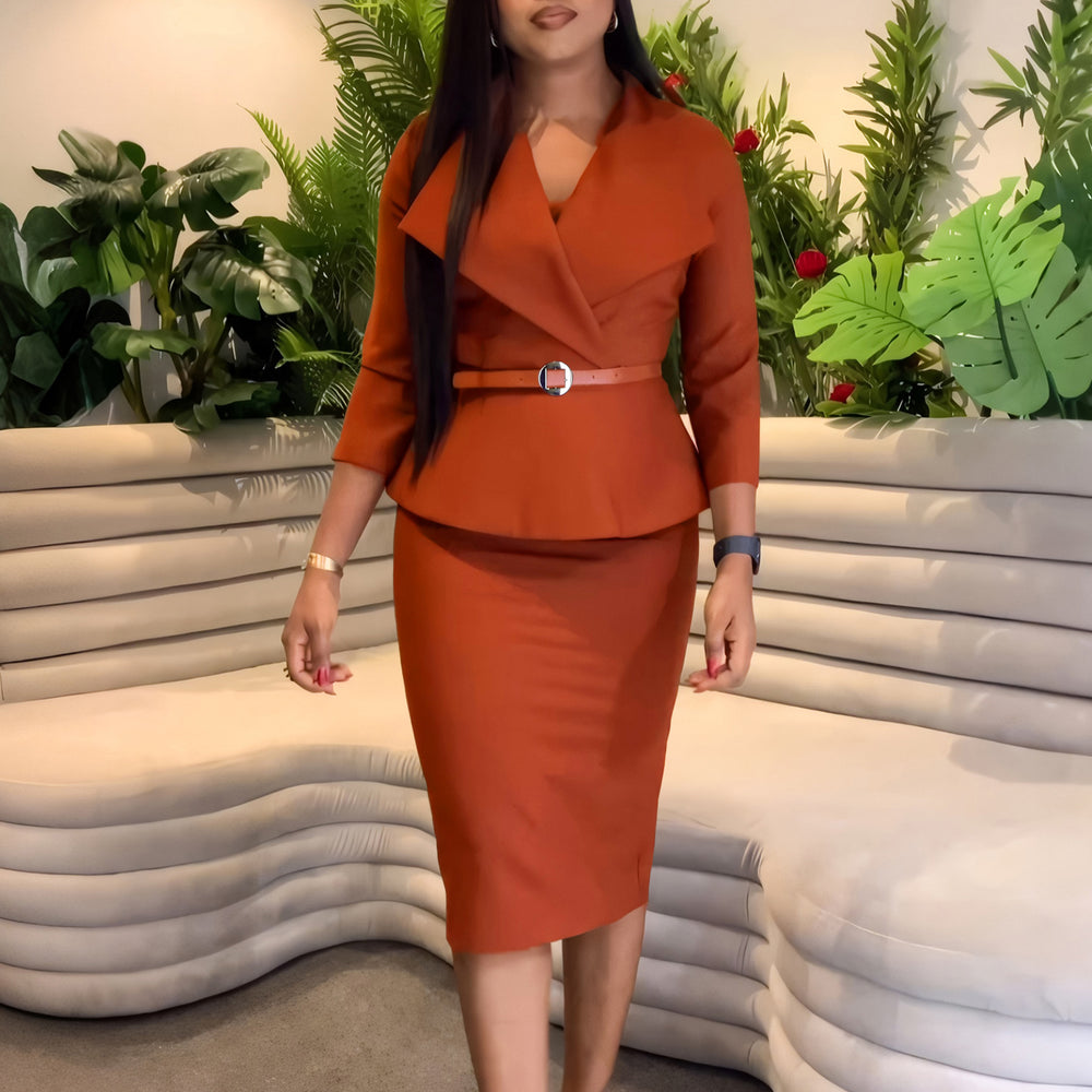 D542export african fashion big lapel waist ol elegant elegance hip cover pencil skirt cross-border dress