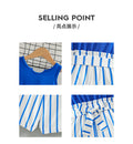 girls' summer outfit: blue sleeveless tank top with striped shorts and belt - two-piece set for kids' outdoor adventures