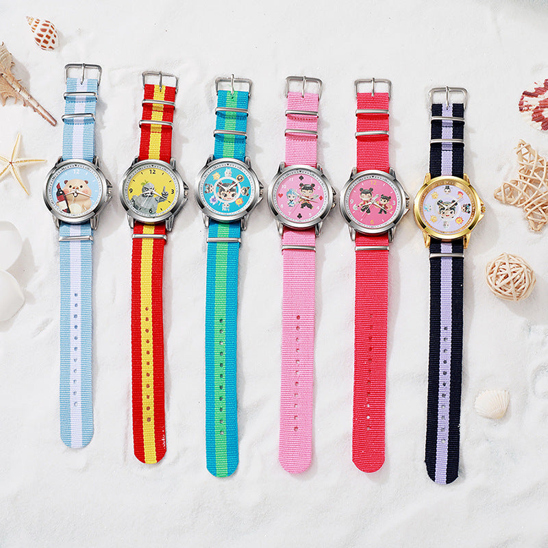 Cute cartoon nezha demon child descends to earth children's watch - stylish quartz watch for elementary school students, boys and girls