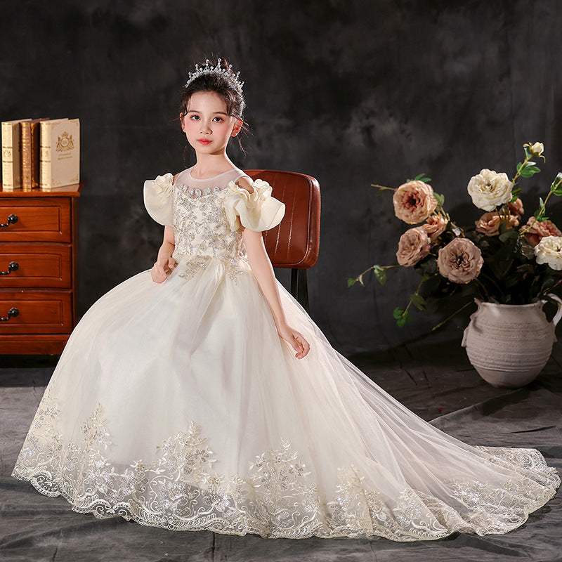 Exportgirl dress trailingaccessible luxuryniche style flower girl wedding dress evening dress catwalk catwalk performance clothes in stock batch