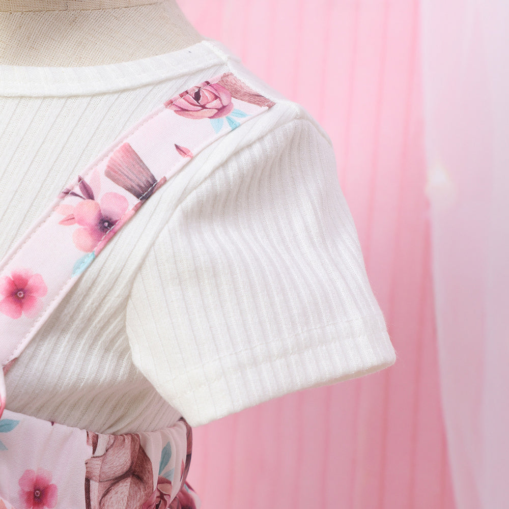 exclusive supply of infant and toddler short-sleeved bow-printed bunny dress, dropshipping available