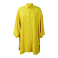 D3089  spring new arrival loose waist elegant lapel pure colorplus size shirt skirt european and american cross-border dress