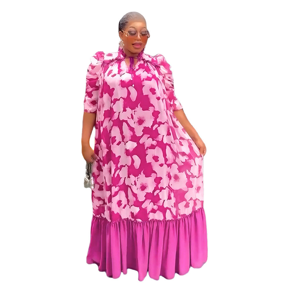 African plus size women's dress -  cross-border e-commerce,  chiffon printed dress