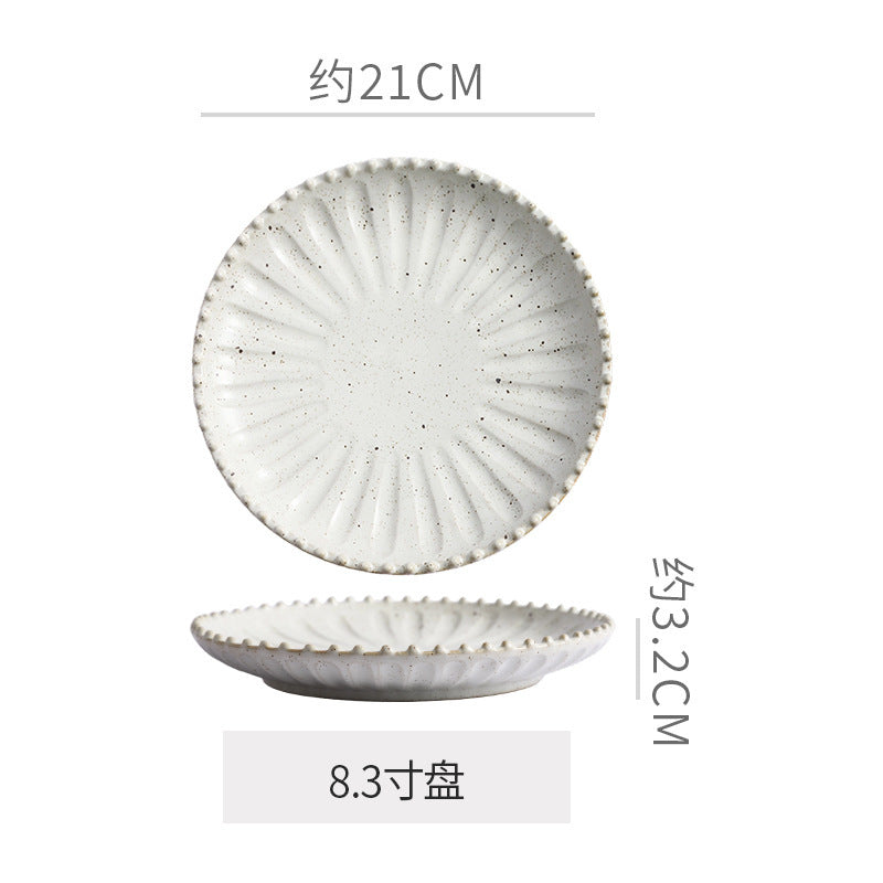 Vintage-style rustic ceramic bowls, plates, and dishes - creative beaded edge steak plates and dessert bowls for restaurants and hotels - premium presentation