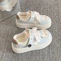 Chunky platform white sneakers - 2026 spring new arrival: cute puppy design, hook-and-loop closure, versatile height-boosting casual sneakers for students