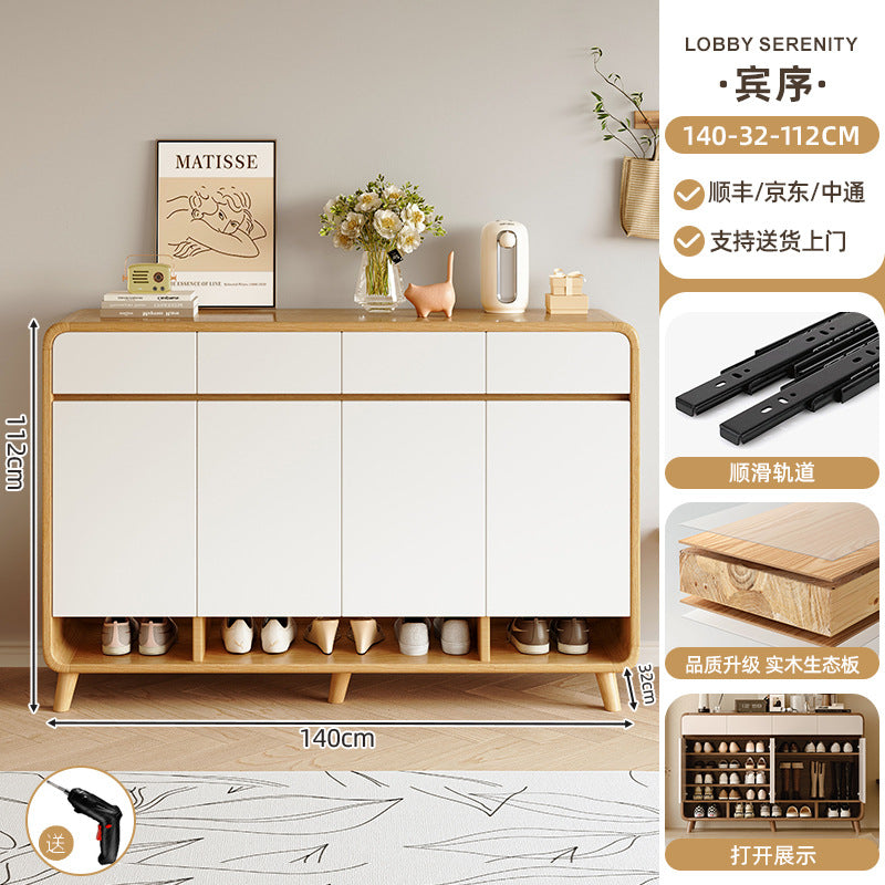 Shoe cabinet household entrance home storage integrated against the wall indoor entrance corridor corridor 2025 explosion solid wood shoe rack