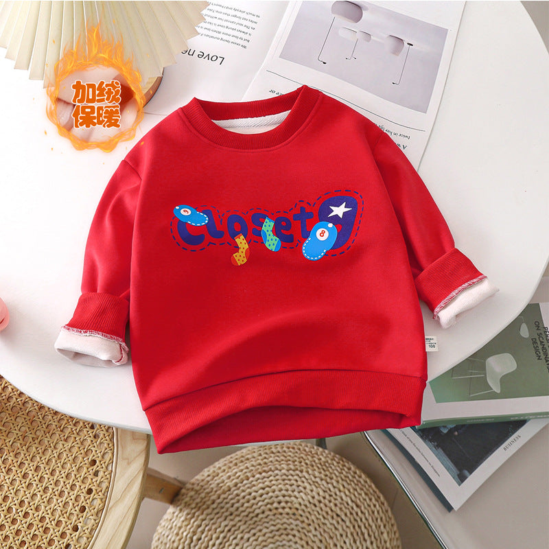 Children's hoodies:  autumn collection - thickened long-sleeve t-shirts for boys and girls, infant and toddler pullover tops
