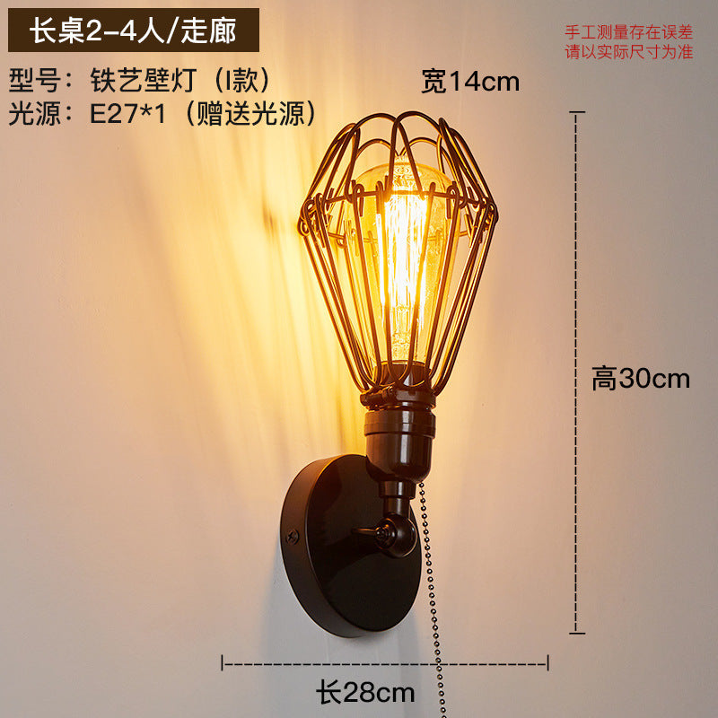 Vintage industrial wind wall lamp American personality creative wall lamp decoration aisle corridor balcony restaurant bar stair lamp