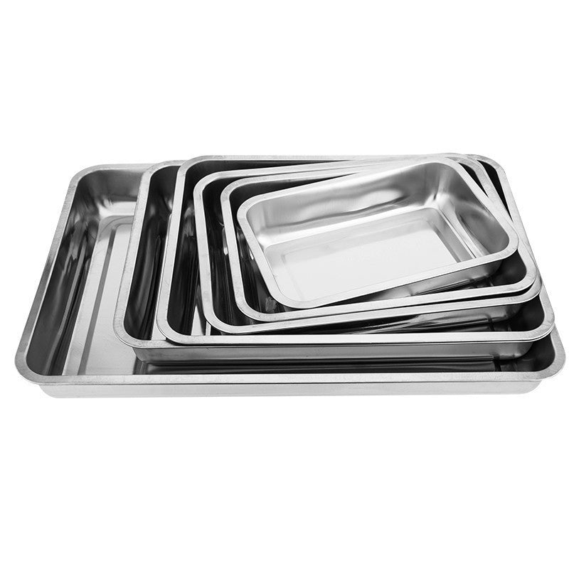 Stainless steel square grill pan, grilled fish pan, food-grade stainless steel tray, rectangular prep dish, dinner plate