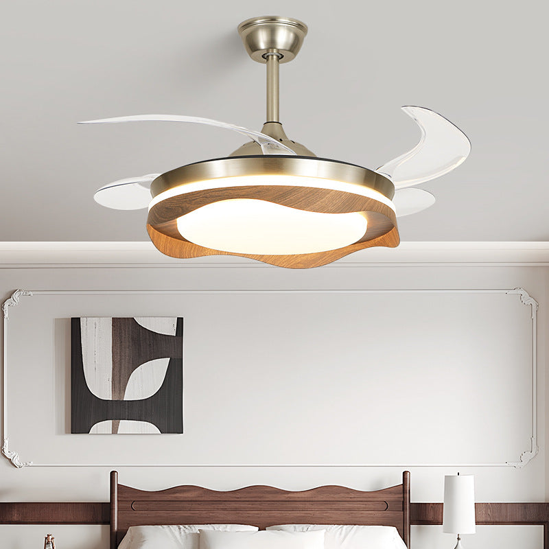 Walnut dining room fan light invisible fan light new simple advanced silent electric fan ceiling light living room light