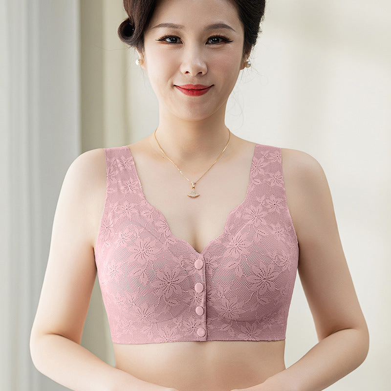 Mom underwear front buckle bra seamless gather the elderly vest middle-aged women without steel rim vest bra women