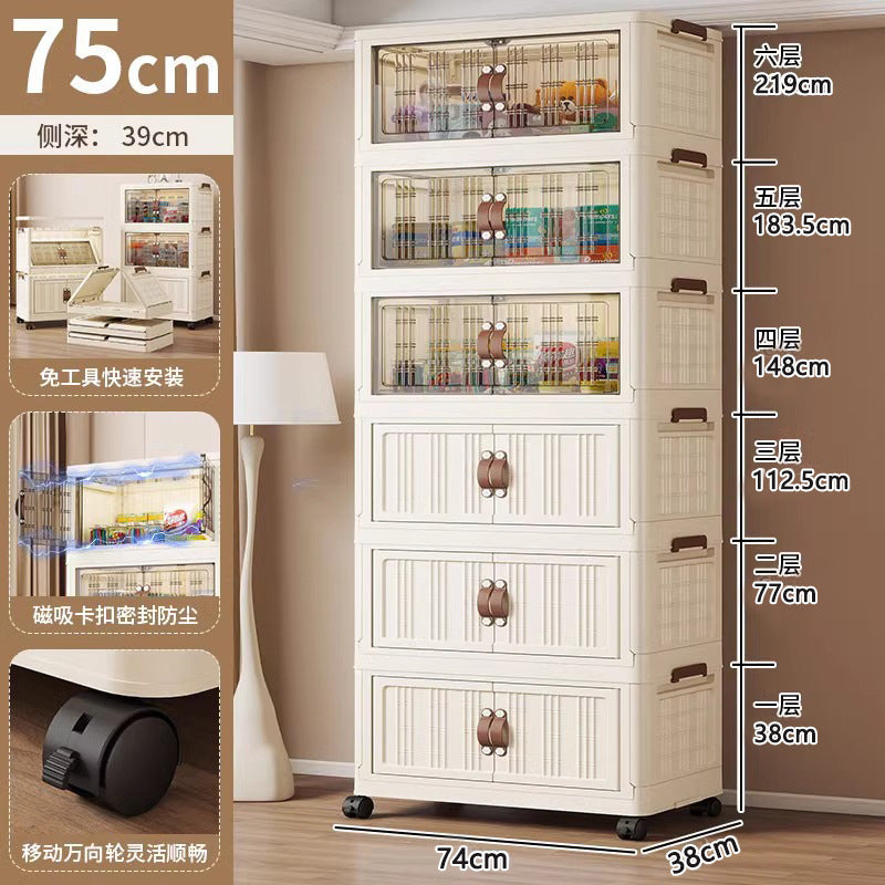 Folding cabinet double door storage cabinet large capacity bedroom baby wardrobe plastic installation-free floor-standing cabinet one piece minimum