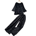 Light mature style round neck sweetbowsprintingtwo-piece set women's spring autumwork clothing style three-quarter sleeve fashionablesuit