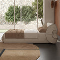 Designer cotton linen cream style bed master bedroom double soft pack cloud quilt bed classy bedroom 1.8m accessible luxury fabric bed