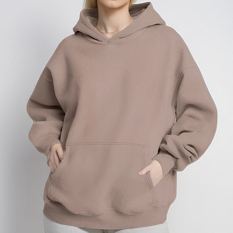 cross-border e-commerce women's fashion: european and american summer new arrivals - solid color, unique casual hooded long sleeve loose fit sweatshirt