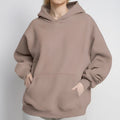 cross-border e-commerce women's fashion: european and american summer new arrivals - solid color, unique casual hooded long sleeve loose fit sweatshirt